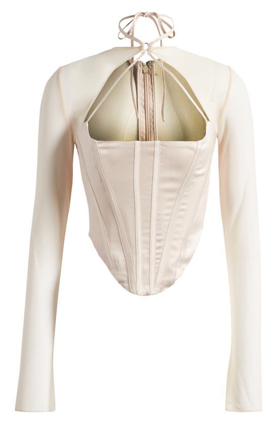 Shop Mistress Rocks Know You Long Sleeve Corset Top In Vanilla