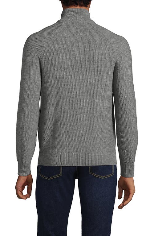 Shop Lands' End Long Sleeve Washable Merino Wool Quarter Zip Sweater In Pewter Heather