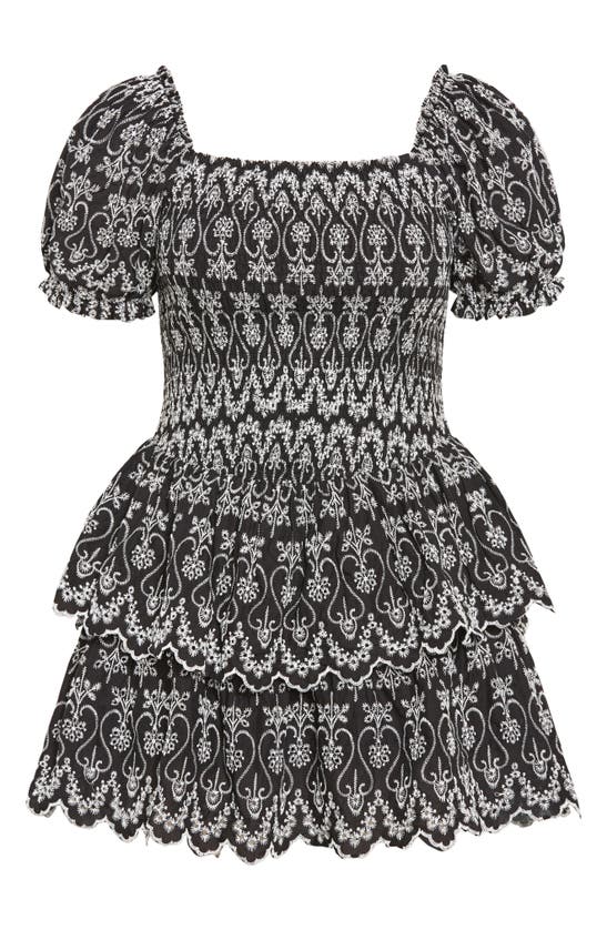 Shop City Chic Charley Embroidered Layered Ruffle Dress In Black