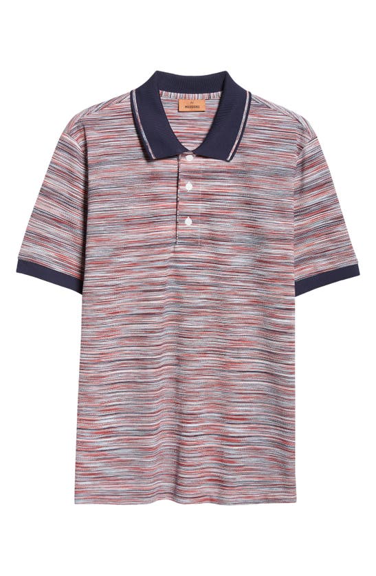 Shop Missoni Space Dye Cotton Piqué Polo In Red Blue Space Dyed