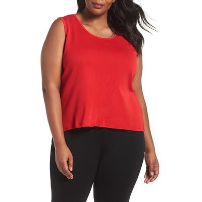 Plus Size Ming Wang Scoop Neck Knit Tank, Red