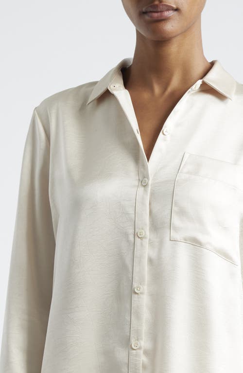 Shop Atm Anthony Thomas Melillo Crinkle Satin Button-up Shirt In Vanilla Mist