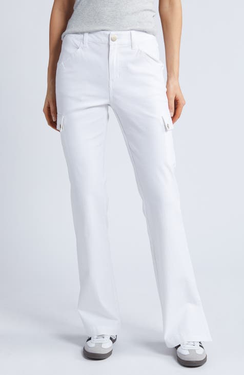 White Jamie cotton-twill wide-leg trousers, Sea