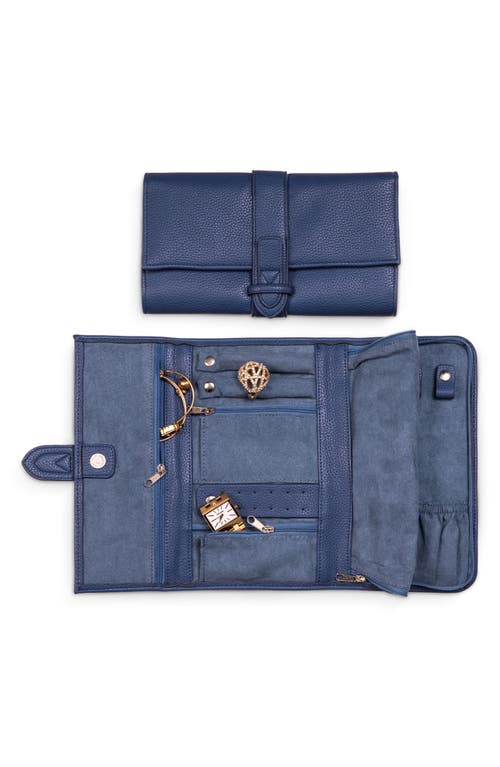 Bey-berk Hayley Faux Leather Jewelry Clutch In Blue