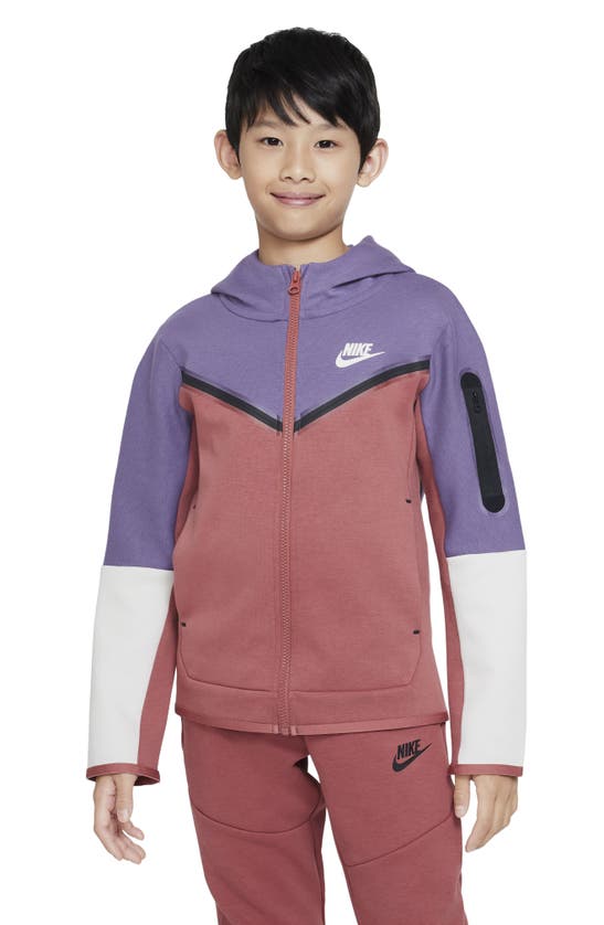 Nike Kids' Sportswear Tech Zip Hoodie In Canyon Purple/ Rust/ Bone