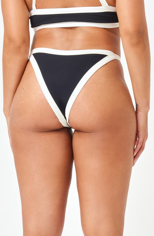 L*space Tommy Womens String Bikini Swim Bottom Separates In Black/cream