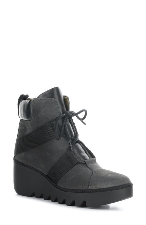 Fly London Blom Wedge Boot In 003 Diesel/black