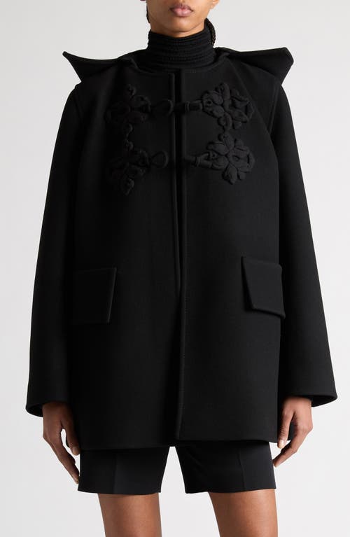 Shop Valentino Garavani Embellished Compact Virgin Wool Coat In Nero