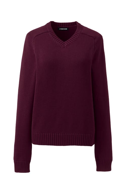 Shop Lands' End School Uniform Young  Cotton Modal V-neck Sweater In Burgundy