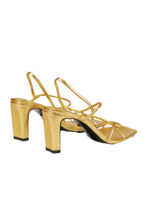 Shop Sandro Embossed Leather Sandals In Gold