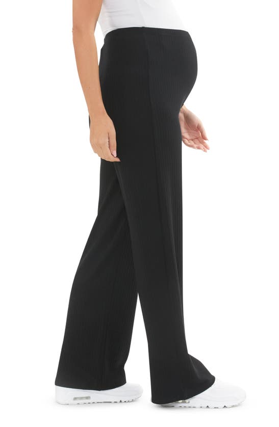 Shop Ripe Maternity Cindy Rib Straight Leg Maternity Pants In Black