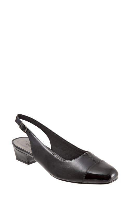 Trotters 'dea' Slingback In Black Leather/black Patent