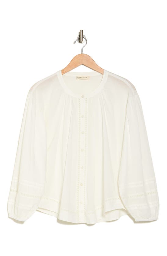 Lucky Brand Embroidered Cotton Top In Cloud Dancer