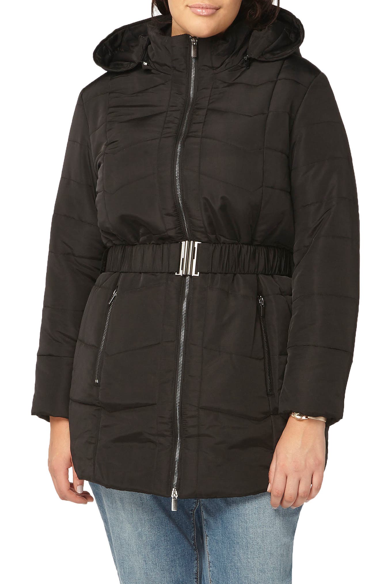 Evans Belted Quilted Jacket (Plus Size) Nordstrom