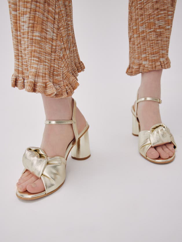 Maguire Noto Block-heel Knotted Sandals Women In Metallic Gold