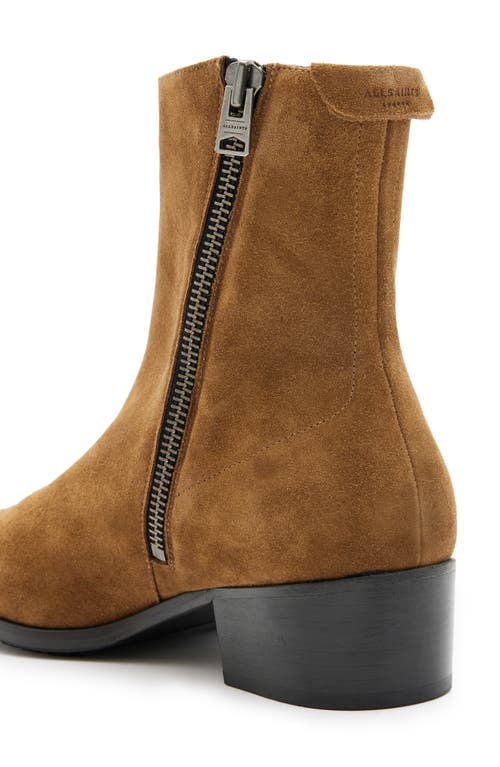 Shop Allsaints Bonham Suede Zip Boot In Tobacco