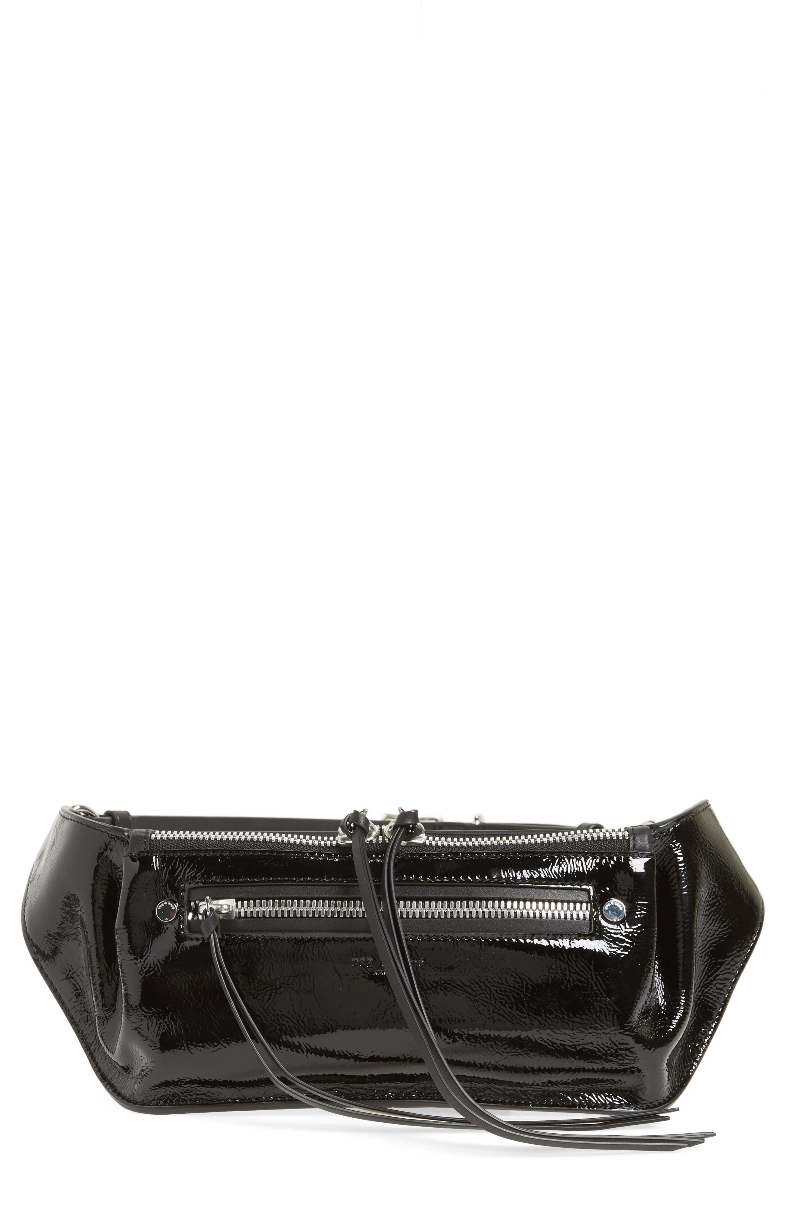 black patent leather fanny pack