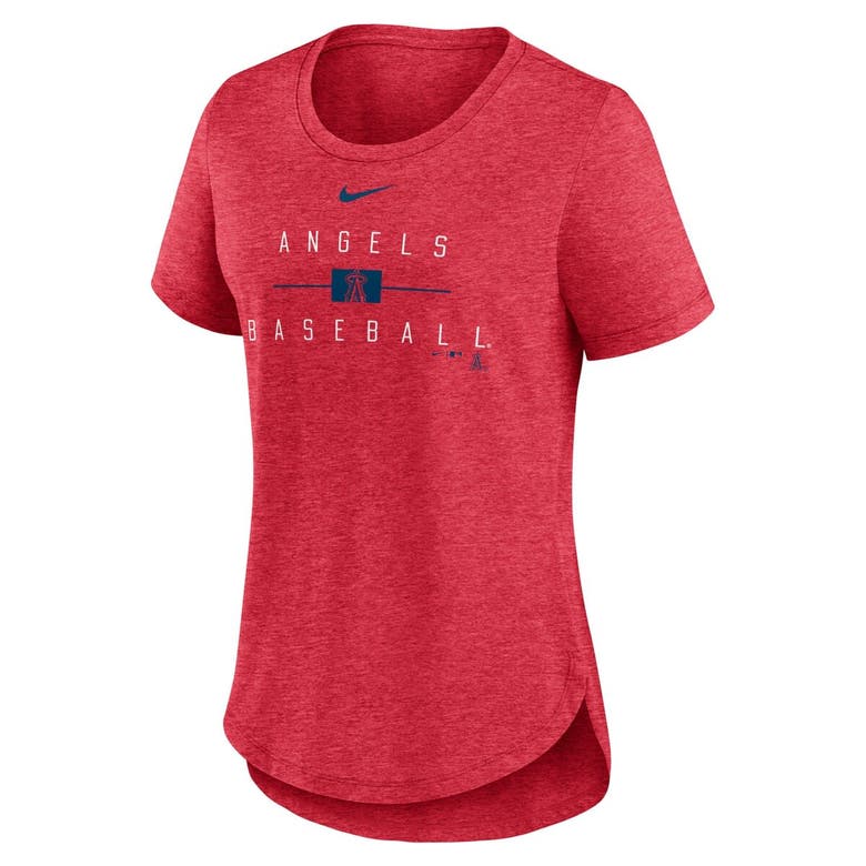 Shop Nike Heather Red Los Angeles Angels Knockout Team Stack Tri-blend T-shirt