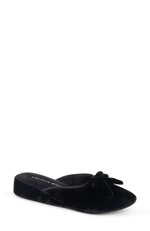 Velvet Bow Wedge Slipper in Black