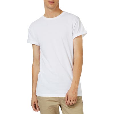 Topman Roller Sleeve T-Shirt, White