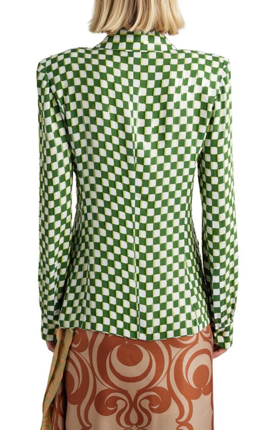 Shop Dries Van Noten Paillette Warped Check Button-up Shirt In Green