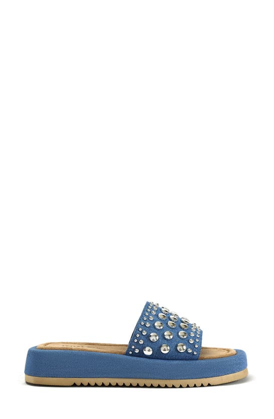 Azalea Wang Espinosa Platform Slide Sandal In Blue