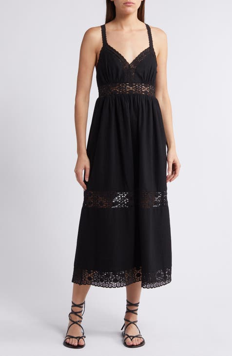 Lace Trim Linen Blend Midi Sundress