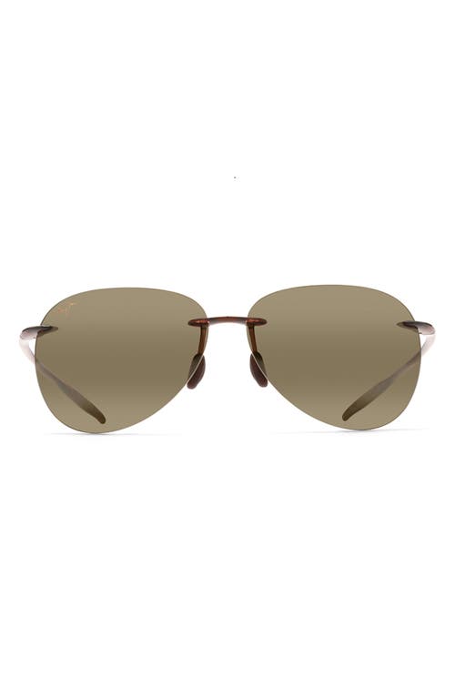Maui Jim Sugar Beach 62mm Polarized Round Sunglasses in Rootbeer at Nordstrom