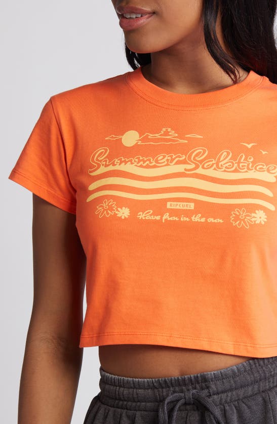 Shop Rip Curl Solstice Crop Graphic T-shirt In Bright Orange