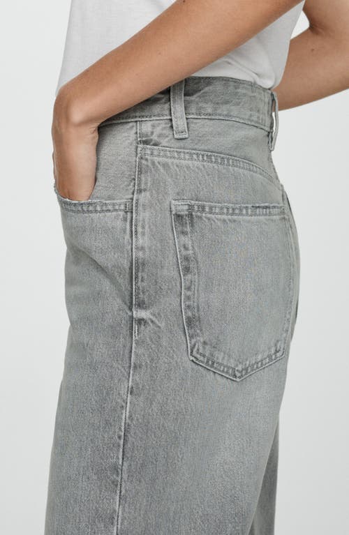 Shop Mango Mid Rise Relaxed Straight Leg Jeans In Denim Grey