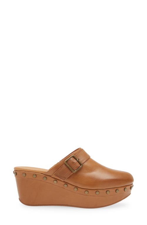 Chocolat Blu Yogi Platform Wedge Mule In Tan Leather