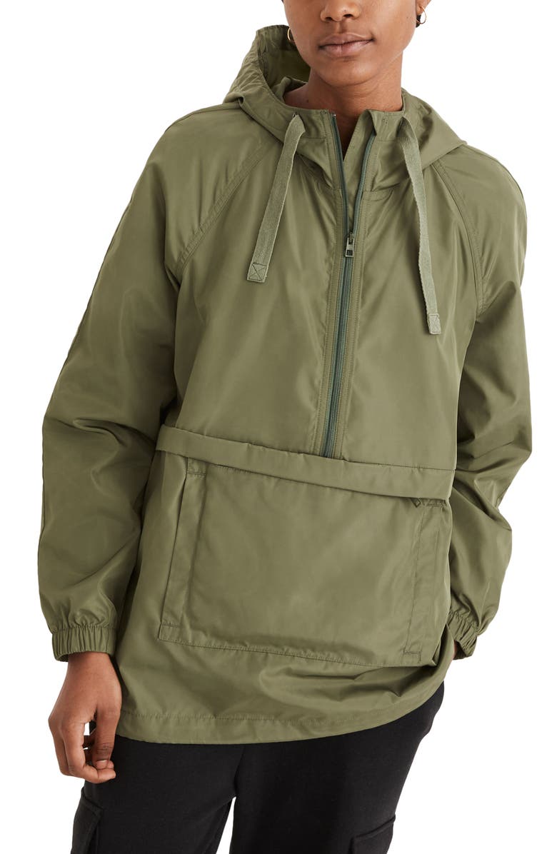 MADEWELL (Re)sourced Raincheck Packable Popover Raincoat, Main, color, FADED PALM