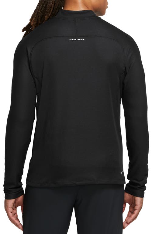 Shop Nike Dri-fit Long Sleeve Trail Running Top In Black/black/white