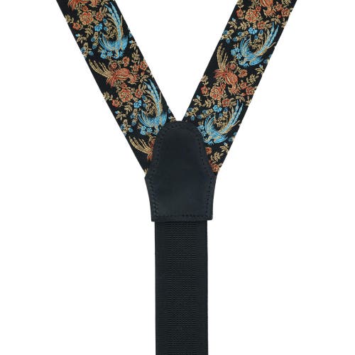 Trafalgar Birds Of Prosperity Silk Button End Suspenders (braces) And Necktie Set In Black