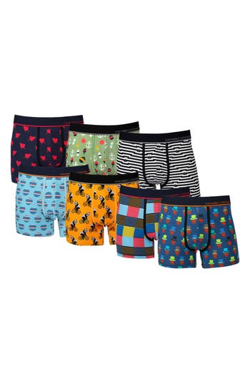 Unsimply Stitched Boxer Trunk 7 Pack In Blue Multi