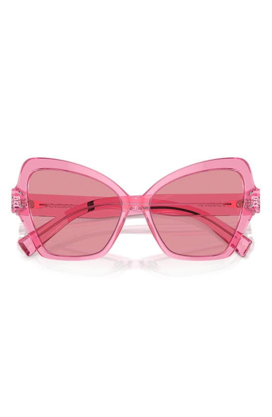 Shop Dolce & Gabbana 56mm Butterfly Sunglasses In Trans Pink