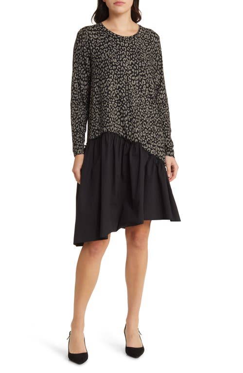 Masai Copenhagen Nellina Animal Print Long Sleeve Dress in Steel Grey at Nordstrom, Size Small