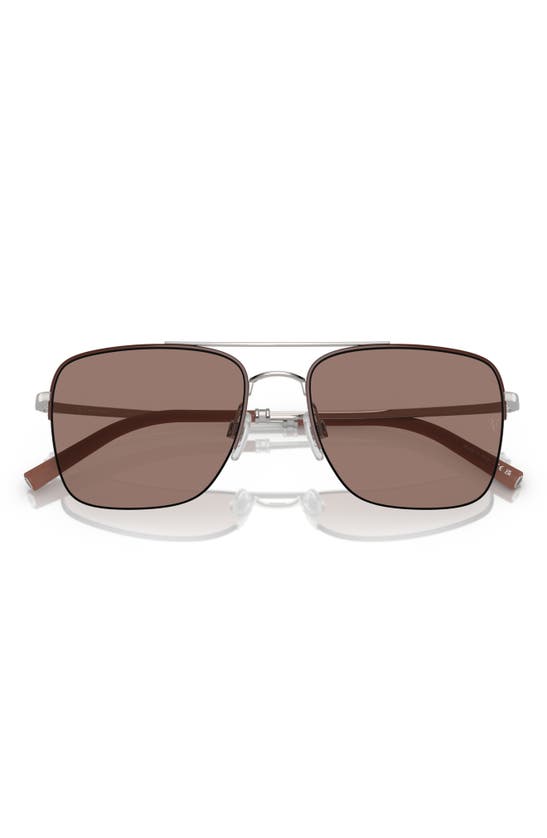 Oliver Peoples Roger Federer 56mm Semirimless Pilot Sunglasses In Silver