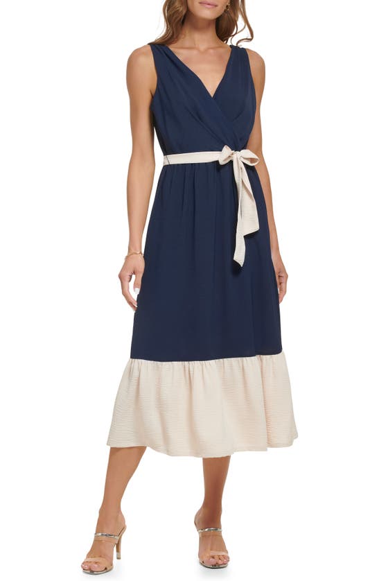 Dkny v neck ruffle hot sale dress