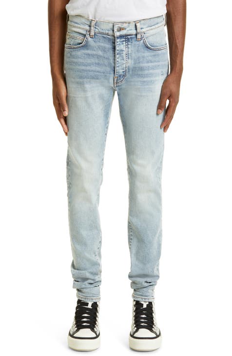 65.00 USD AMIRI Mens Jeans Shredded black rivet cat jeans Male