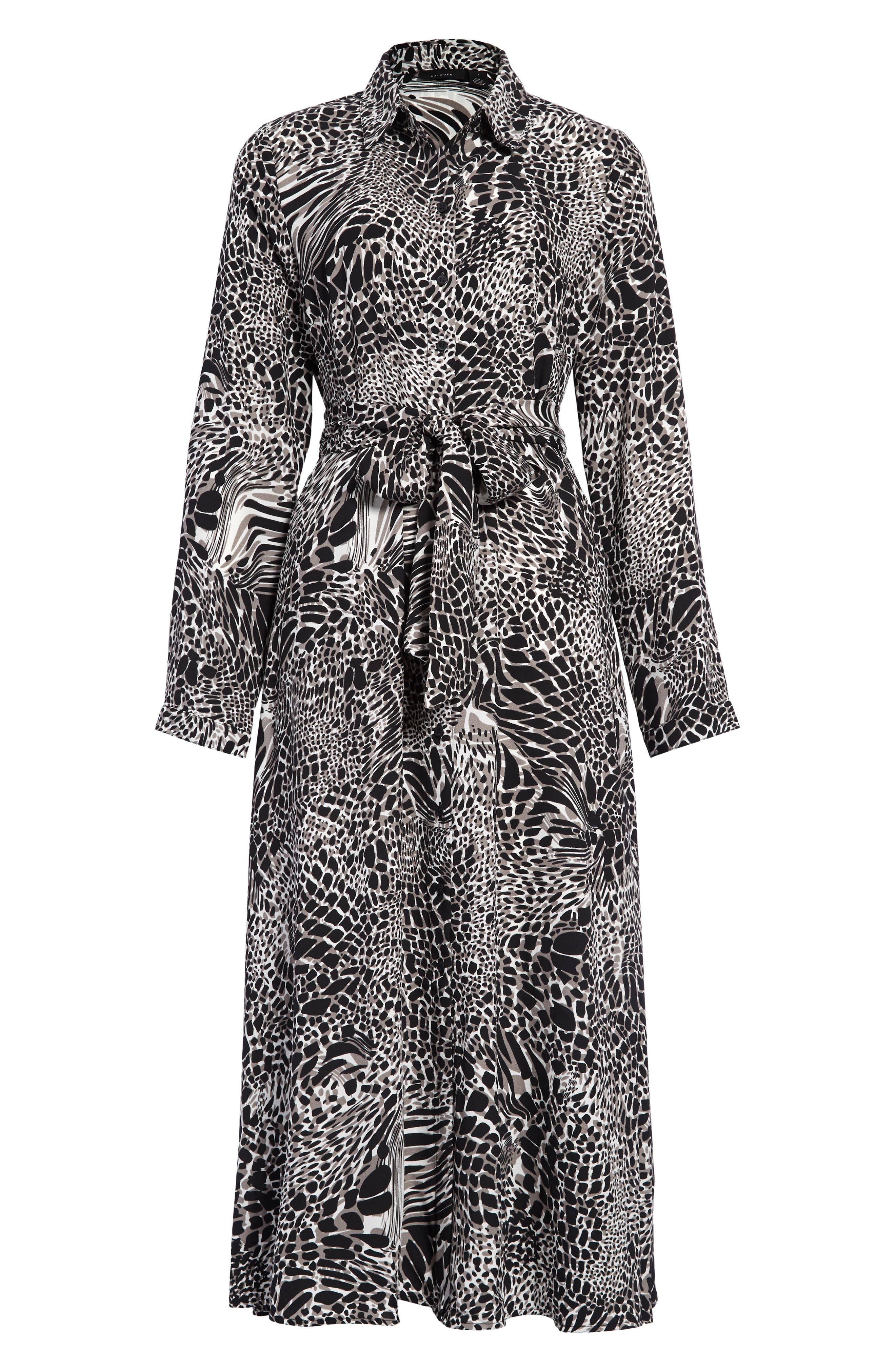 Halogen Long Sleeve Midi Shirtdress In 