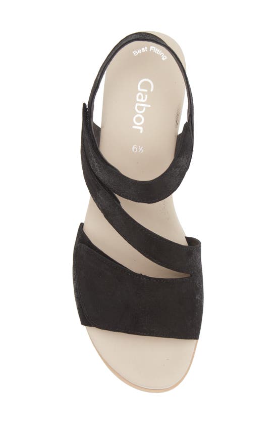 Gabor Asymmetric Wedge Strappy Sandal In Black