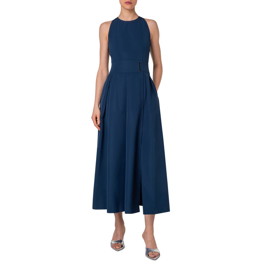 Akris Punto Techno Taffeta Midi Dress In Ink
