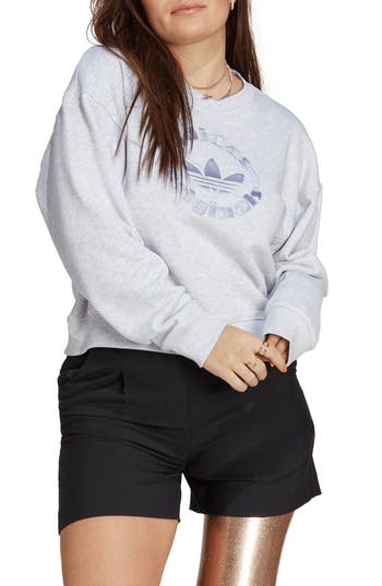Adidas Originals Adidas Trefoil Cotton French Terry Sweatshirt In Gray