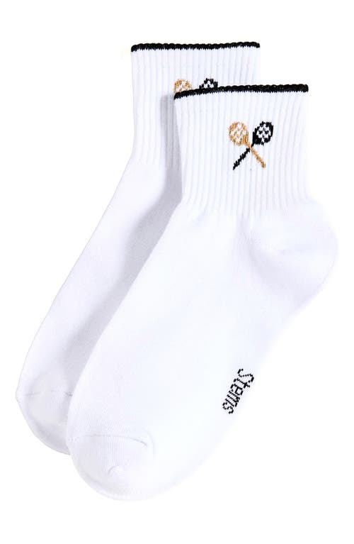 Shop Stems Prep School Quarter Socks In White/black