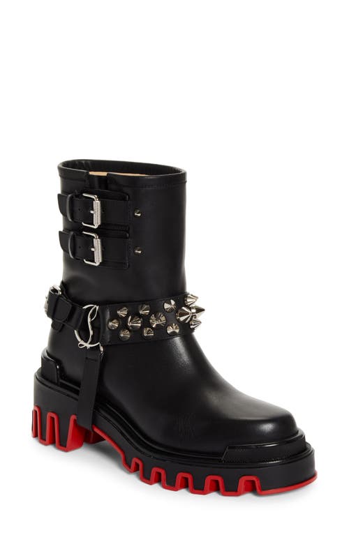 Shop Christian Louboutin Dune Biker Bootie In Black/lin Black