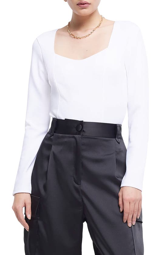 RIVER ISLAND SWEETHEART NECK LONG SLEEVE BODYSUIT