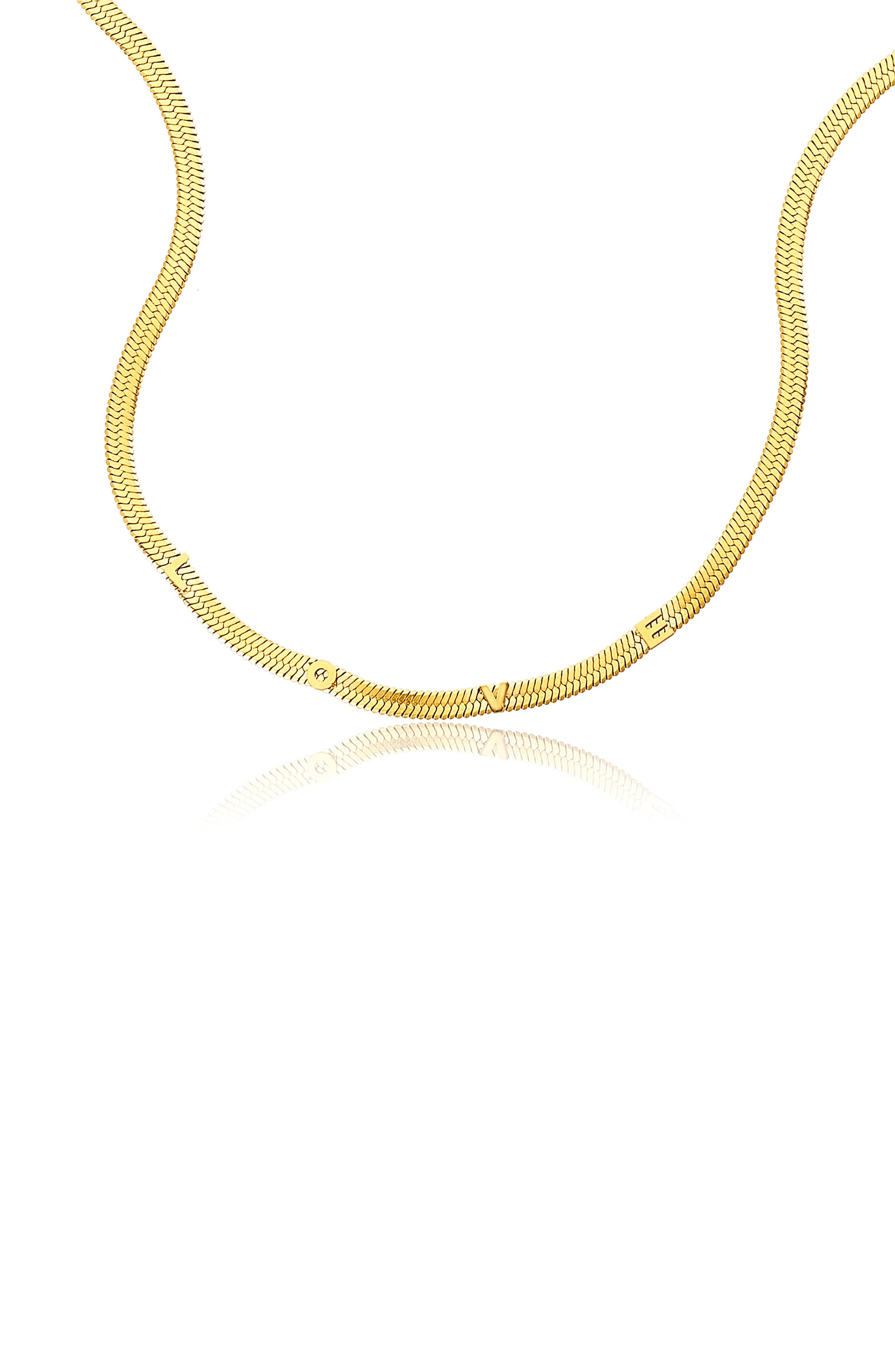 Adornia 14k Gold Plated Love Snake Chain Necklace In Yellow