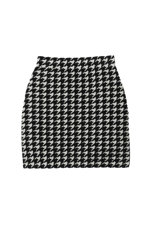 Shop Burberry Houndstooth Nylon Blend Mini Skirt In Black