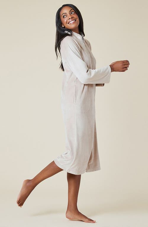 Softies Serenity Mandarin Collar Zip Robe In Coco